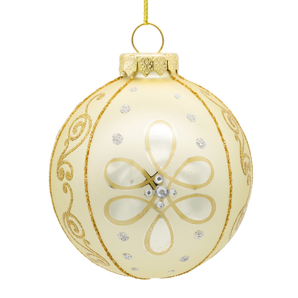 Kurt Adler 80MM Glass Light Gold Ball Ornaments, 6-Piece Box